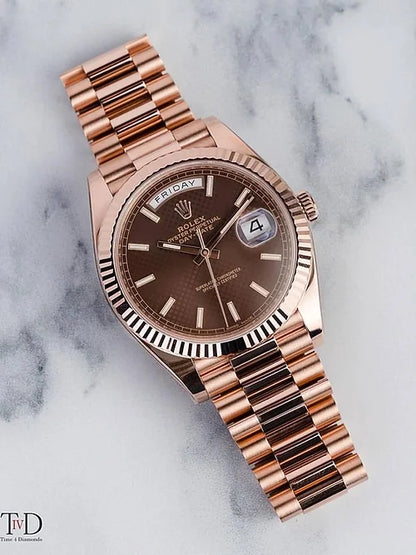 Rolex Day-Date Oyster Gold With Brown Dial Men's Watch